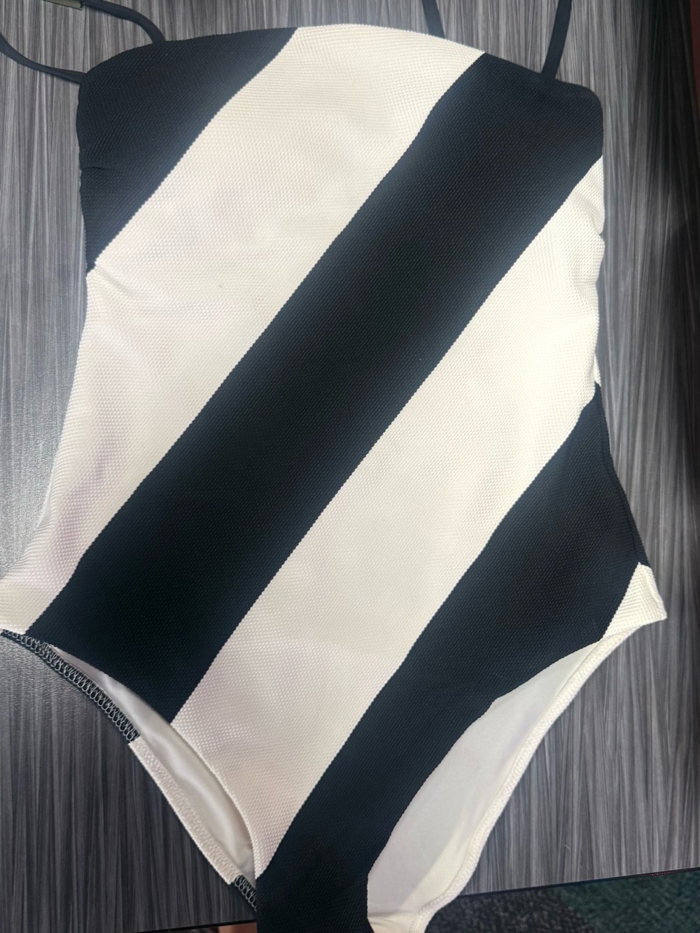 Classic Black & White Striped One-Piece Swimsuit